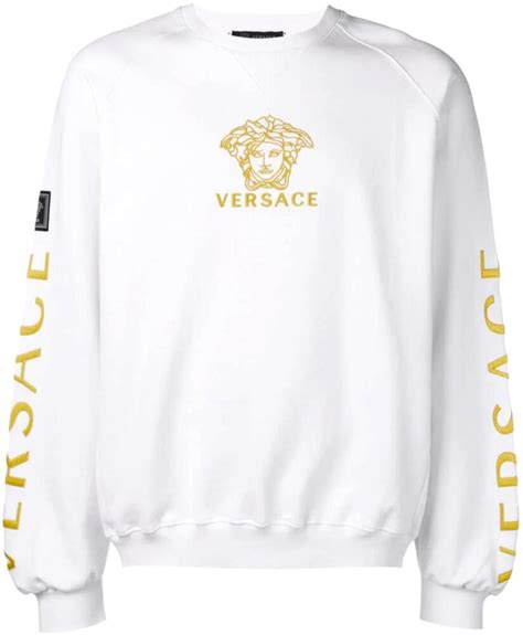 versace sweatshirt white and gold|versace sweatsuit for men.